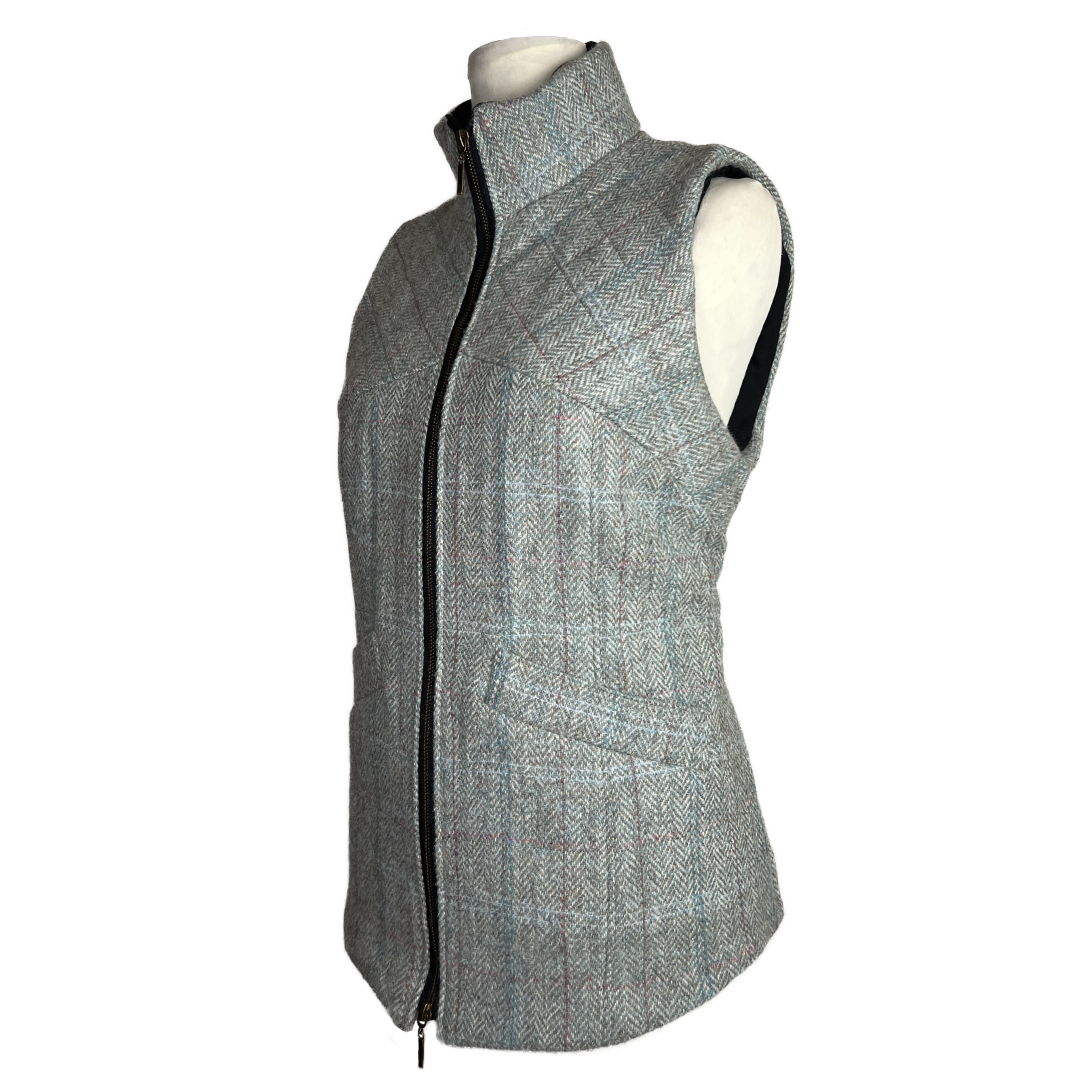 Wye Women's Harris Tweed Gilet - Green Herringbone | Julian Road