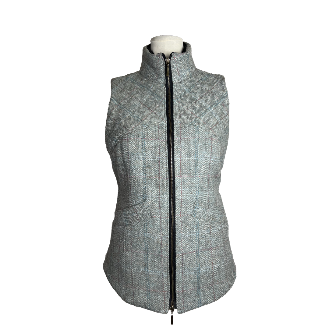 Wye Women's Harris Tweed Gilet - Green Herringbone | Julian Road